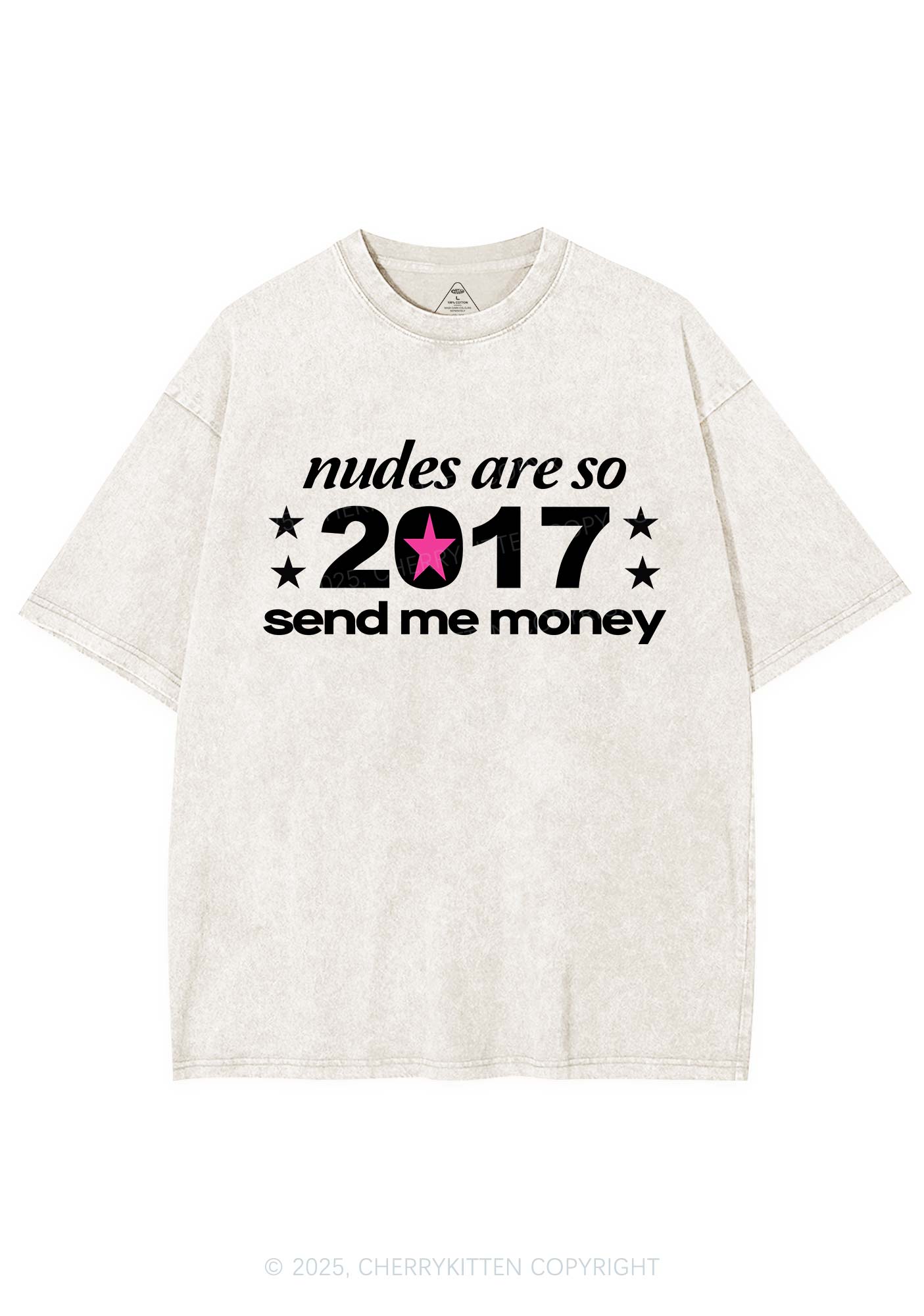 Nxdes Send Me Money Y2K Shirts Washed Tee Cherrykitten