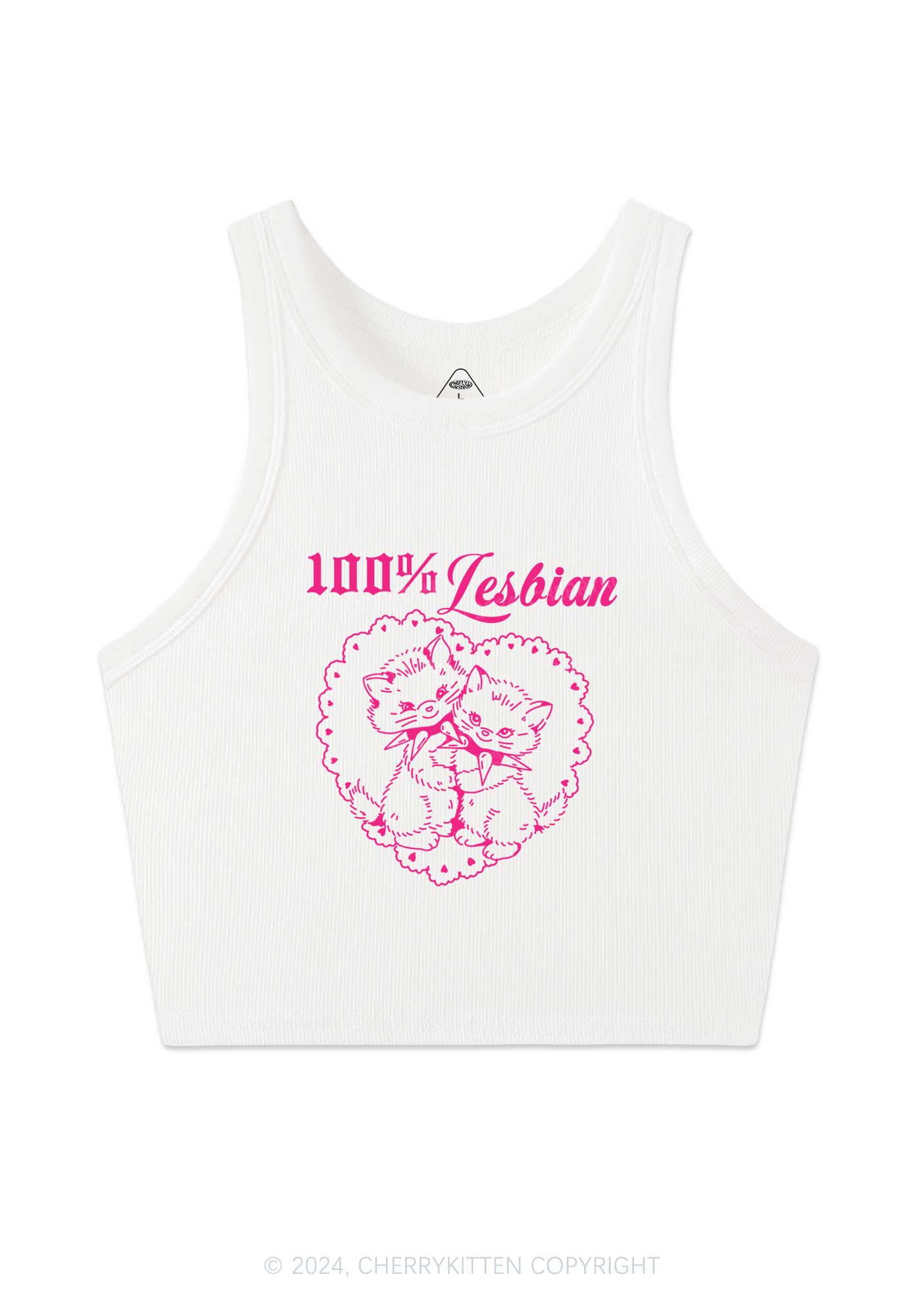 Lesbian Cats Y2K Crop Tank Top Cherrykitten