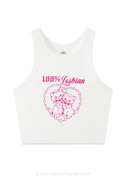 Lesbian Cats Y2K Crop Tank Top Cherrykitten