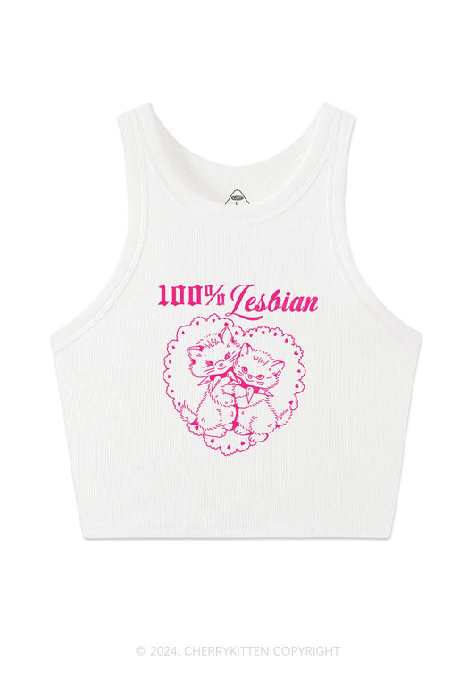 Lesbian Cats Y2K Crop Tank Top Cherrykitten