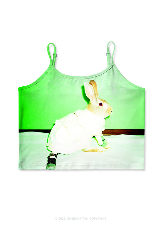 Red Eyed Rabbit Y2K Print Cami Crop Top Cherrykitten