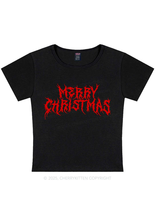 Merry Christmas Y2K Baby Tee Cherrykitten