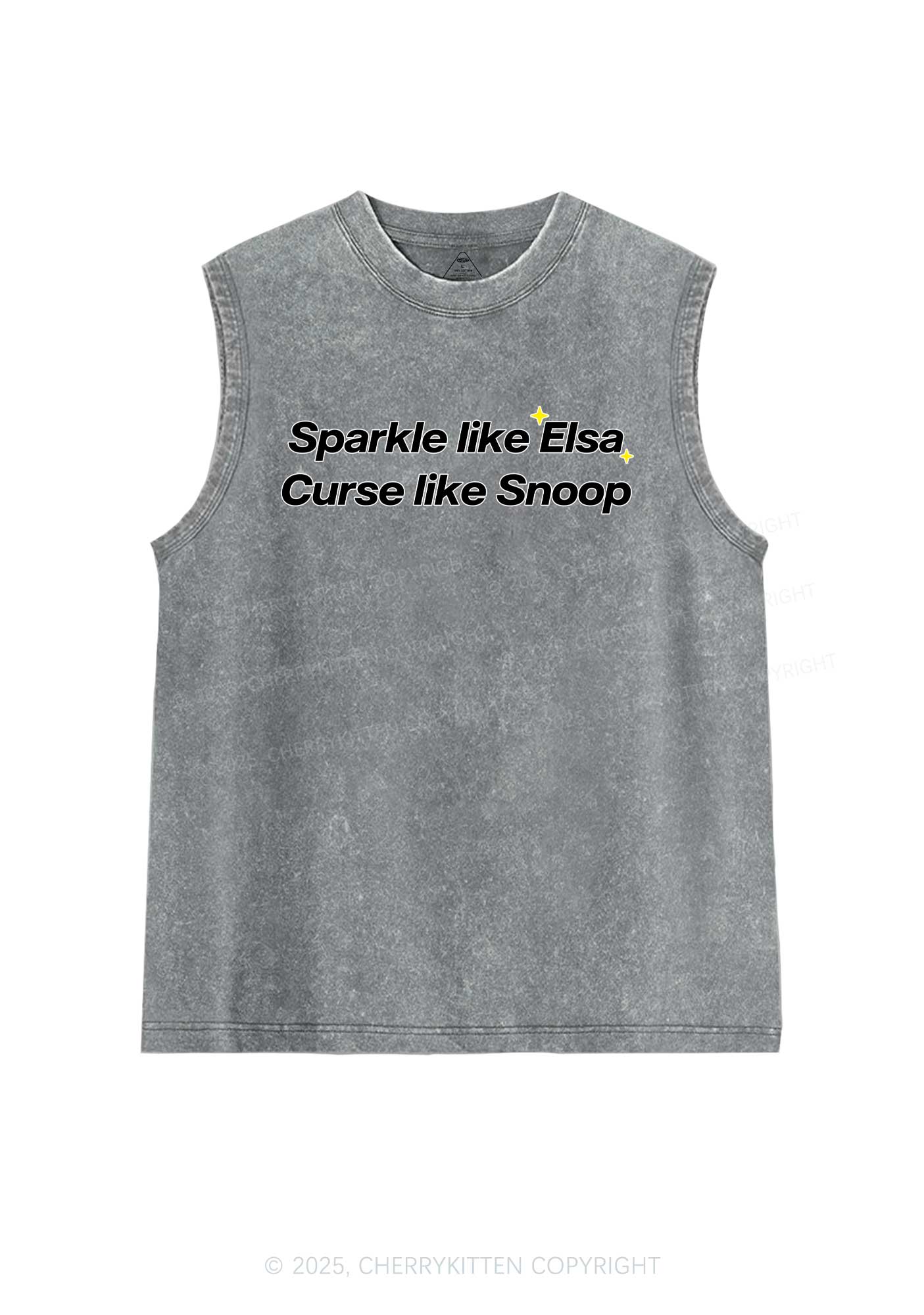 Sparkle Like Princess Y2K Washed Muscle Tank Cherrykitten