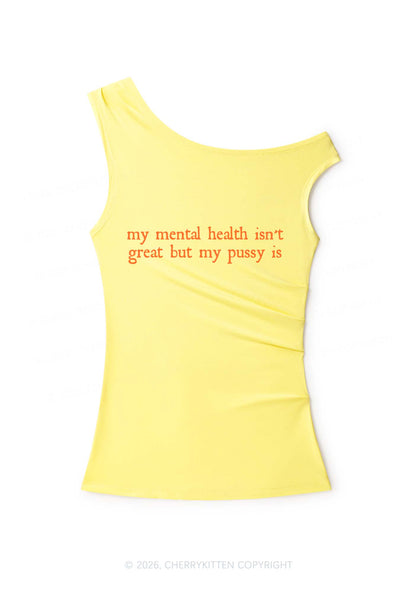 Great Mental Health Y2K Off Shoulder Tank Top Cherrykitten