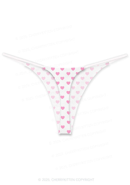 Plain Pink Heart Valentine's Day Y2K Print Couples Thong Set Cherrykitten