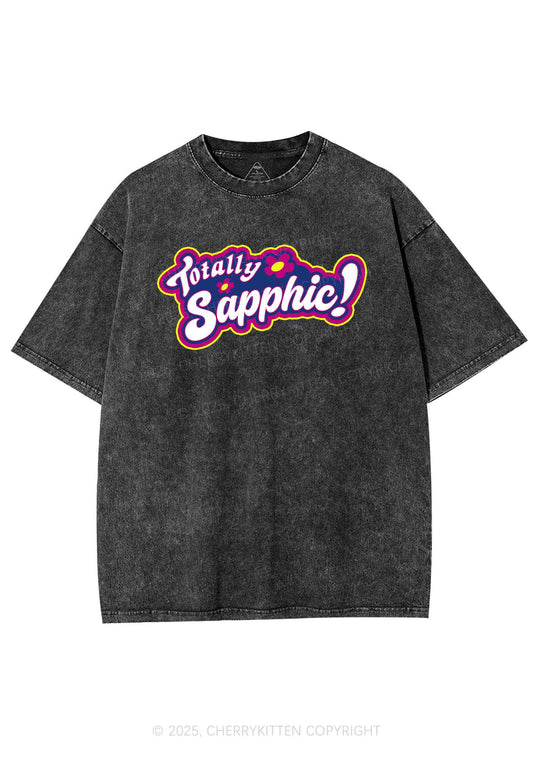 Totally Sapphic Pride Y2K Shirts Washed Tee Cherrykitten