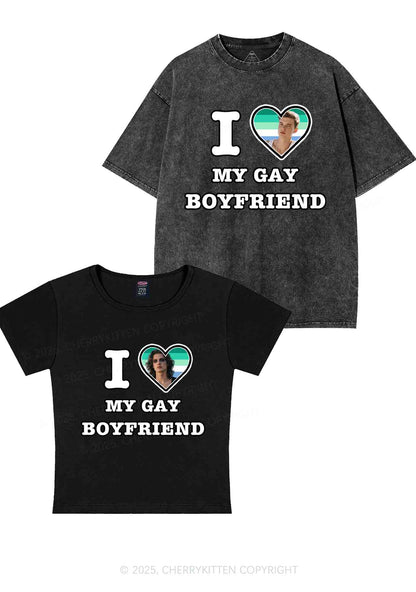 Custom My Gay BF Pride Y2K Valentine's Day Couple Shirt Cherrykitten