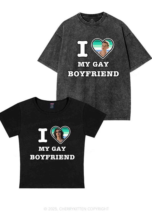 Custom My Gay BF Pride Y2K Valentine's Day Couple Shirt Cherrykitten