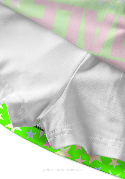 Green Alpha Male Y2K Print Mini Skirt Cherrykitten