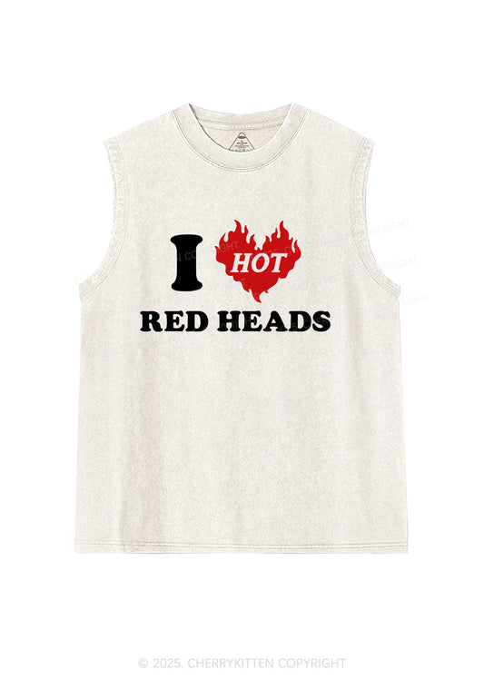 I Love Hot Red Heads Y2K Washed Muscle Tank Cherrykitten