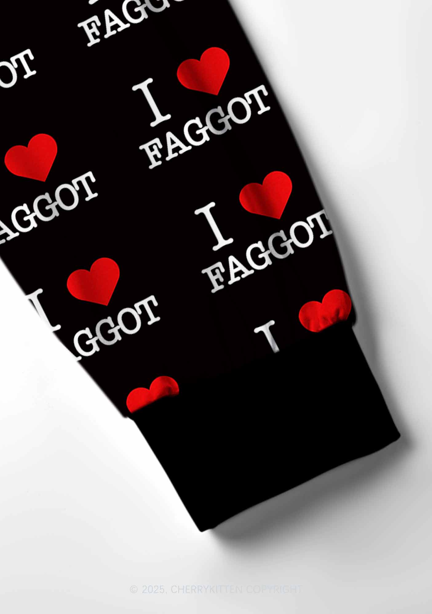 I Love Faggot Valentine's Day Y2K Print Long Sleeve Pajama Set Cherrykitten
