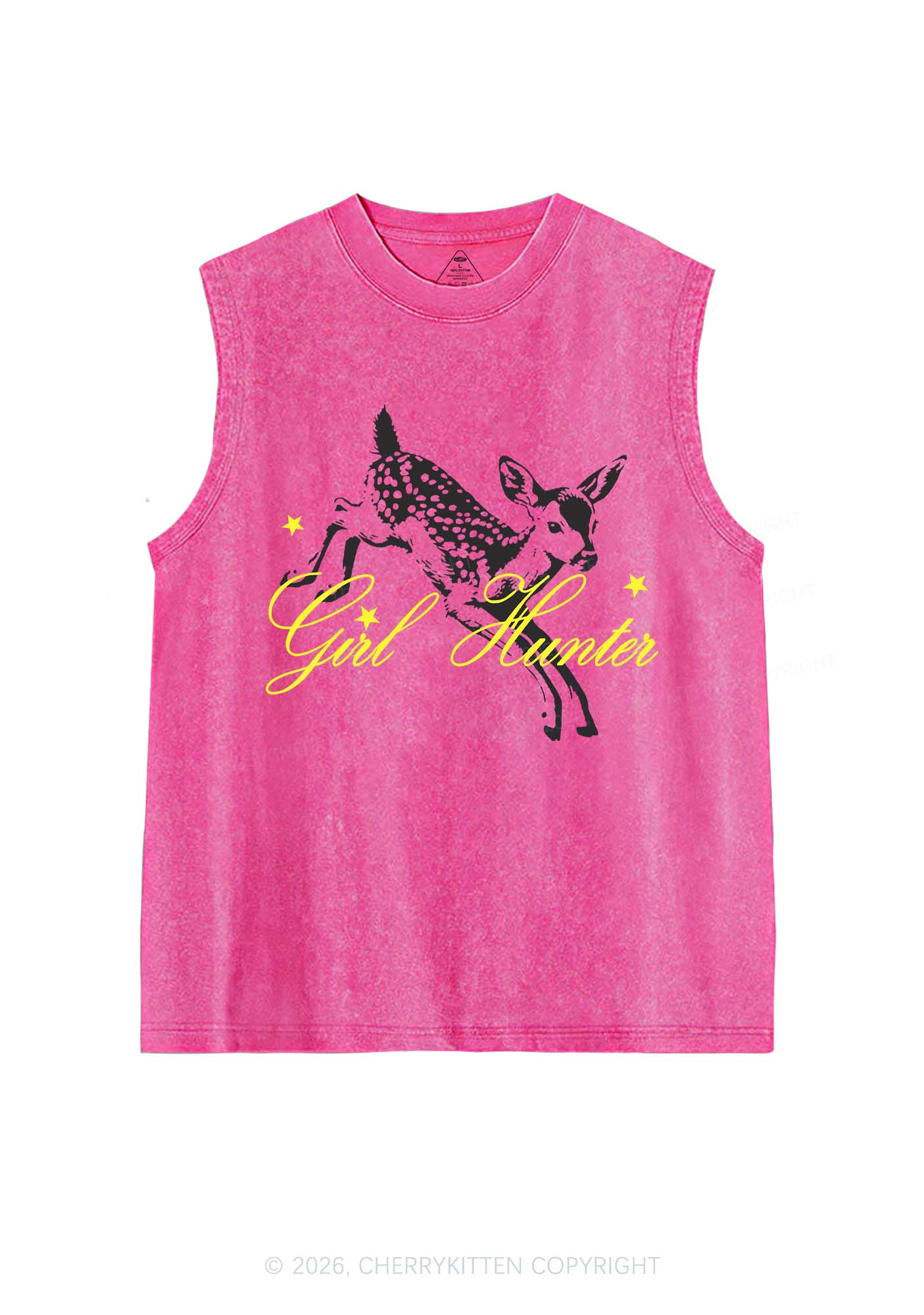 Girl Hunter Deer Pride Y2K Washed Muscle Tank Cherrykitten