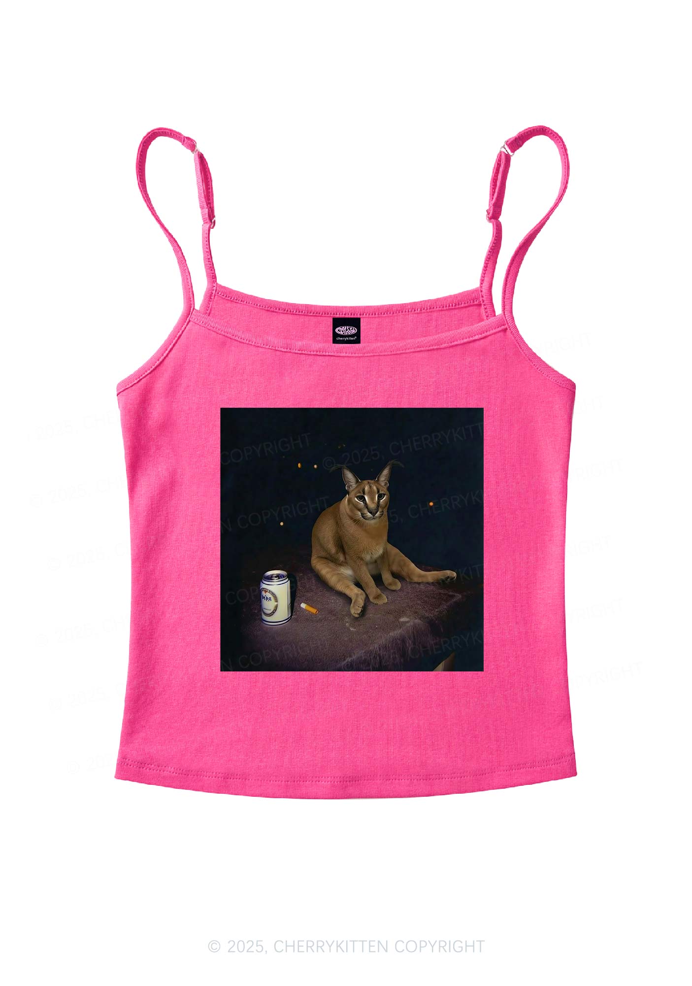 Drinking Floppa Y2K Spaghetti Strap Cami Cherrykitten