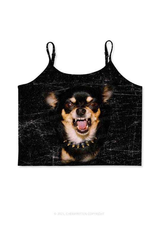 Growling Puppy Y2K Print Cami Crop Top Cherrykitten