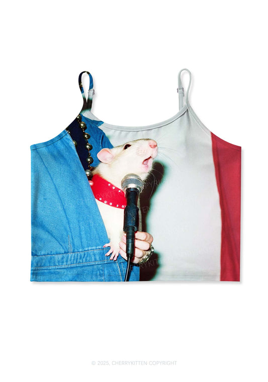 Singer Ratz Y2K Print Cami Crop Top Cherrykitten