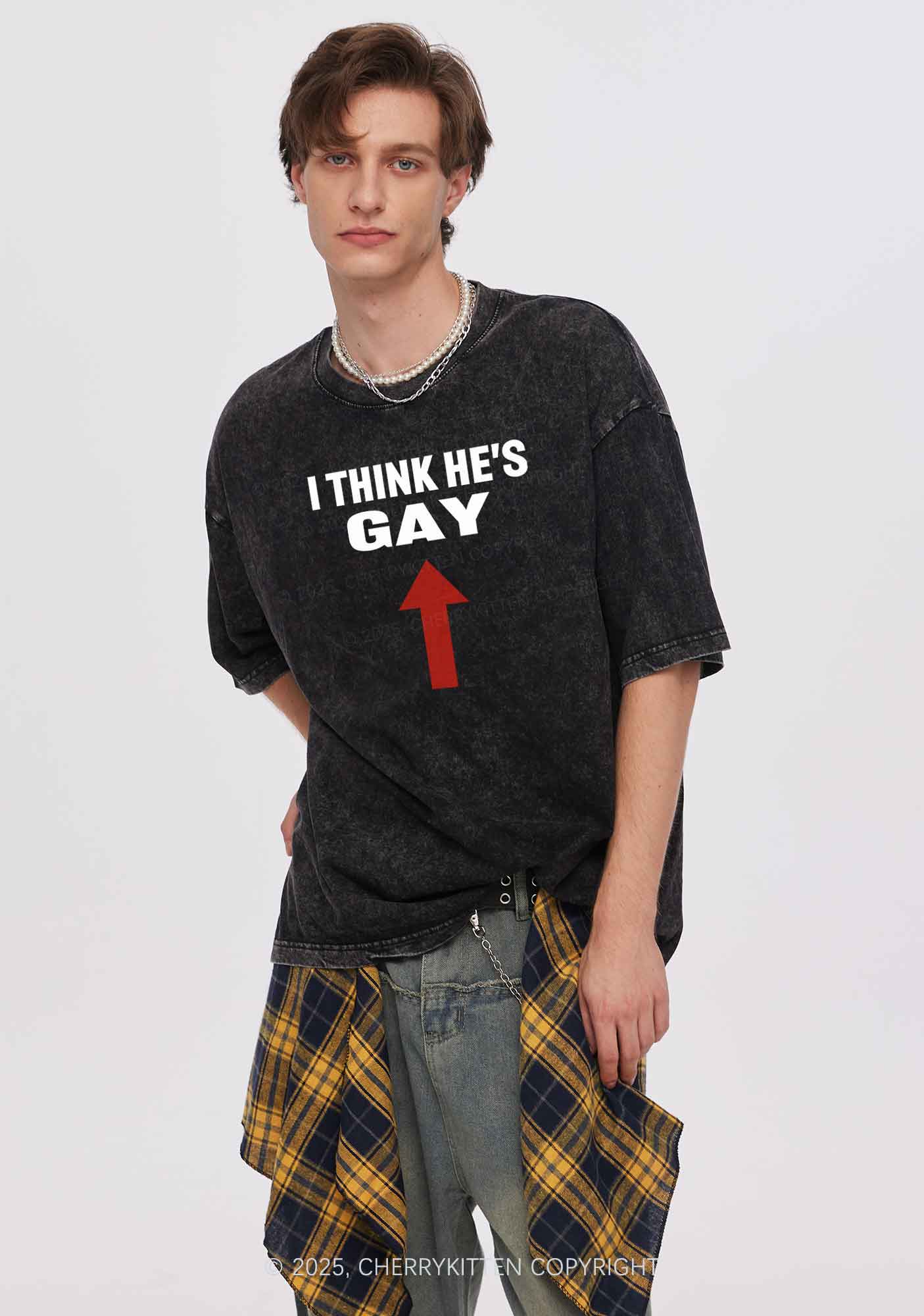 He Is Gay Y2K Shirts Washed Tee Cherrykitten