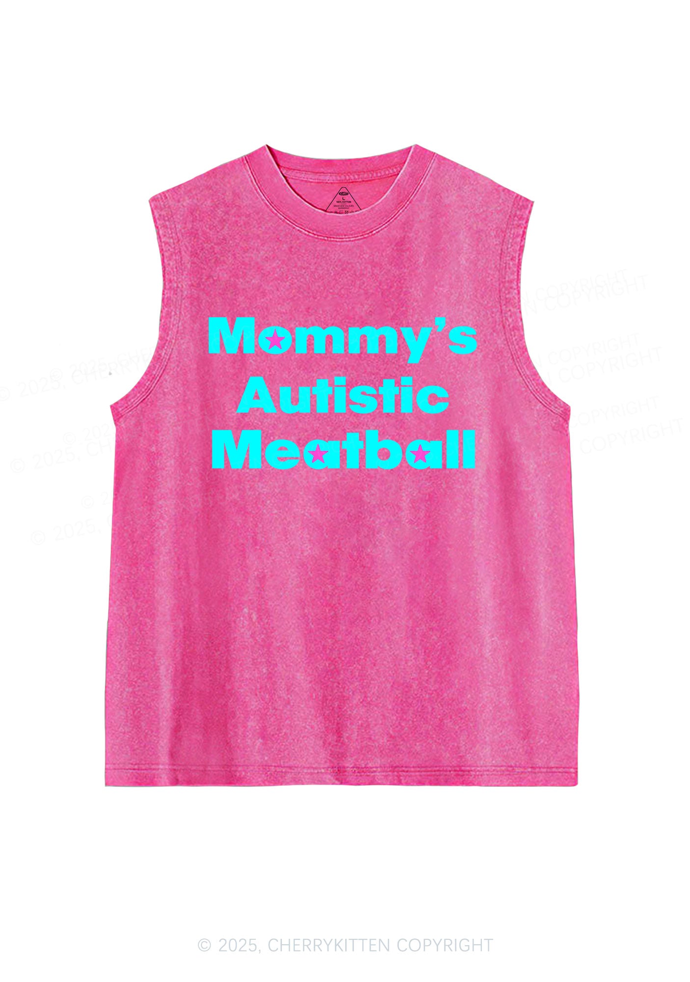 Mommys Autistic Meatball Y2K Washed Muscle Tank Cherrykitten