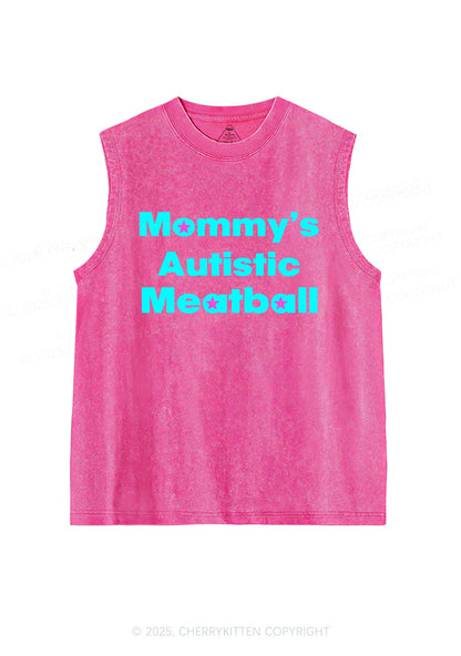 Mommys Autistic Meatball Y2K Washed Muscle Tank Cherrykitten