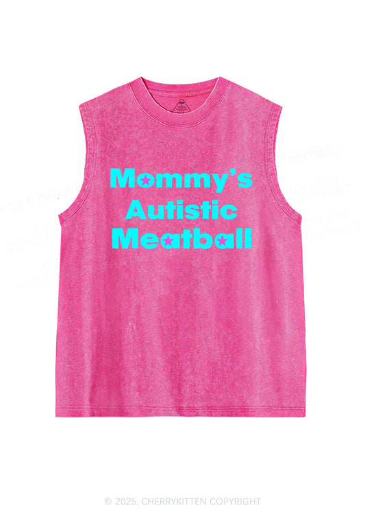 Mommys Autistic Meatball Y2K Washed Muscle Tank Cherrykitten