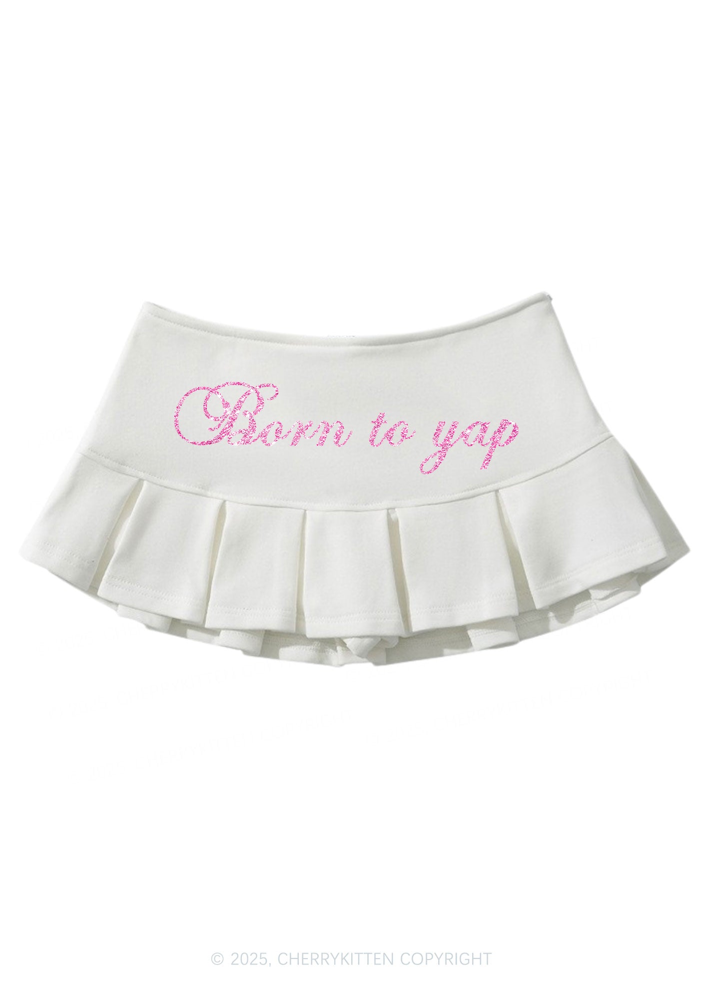 Glitter Born To Yap Y2K Mini Pleated Skirts Cherrykitten