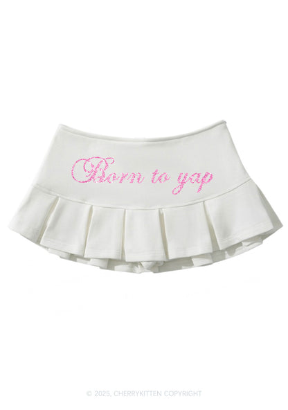 Glitter Born To Yap Y2K Mini Pleated Skirts Cherrykitten