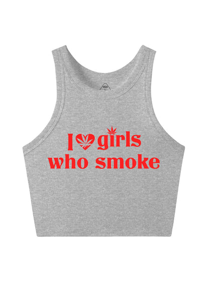 I Love Girls Who Smoke Y2K Crop Tank Top Cherrykitten