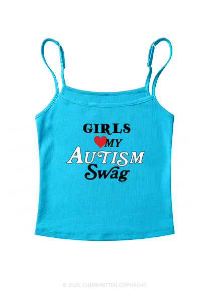 Girls Love Autism Swag Y2K Spaghetti Strap Cami Cherrykitten