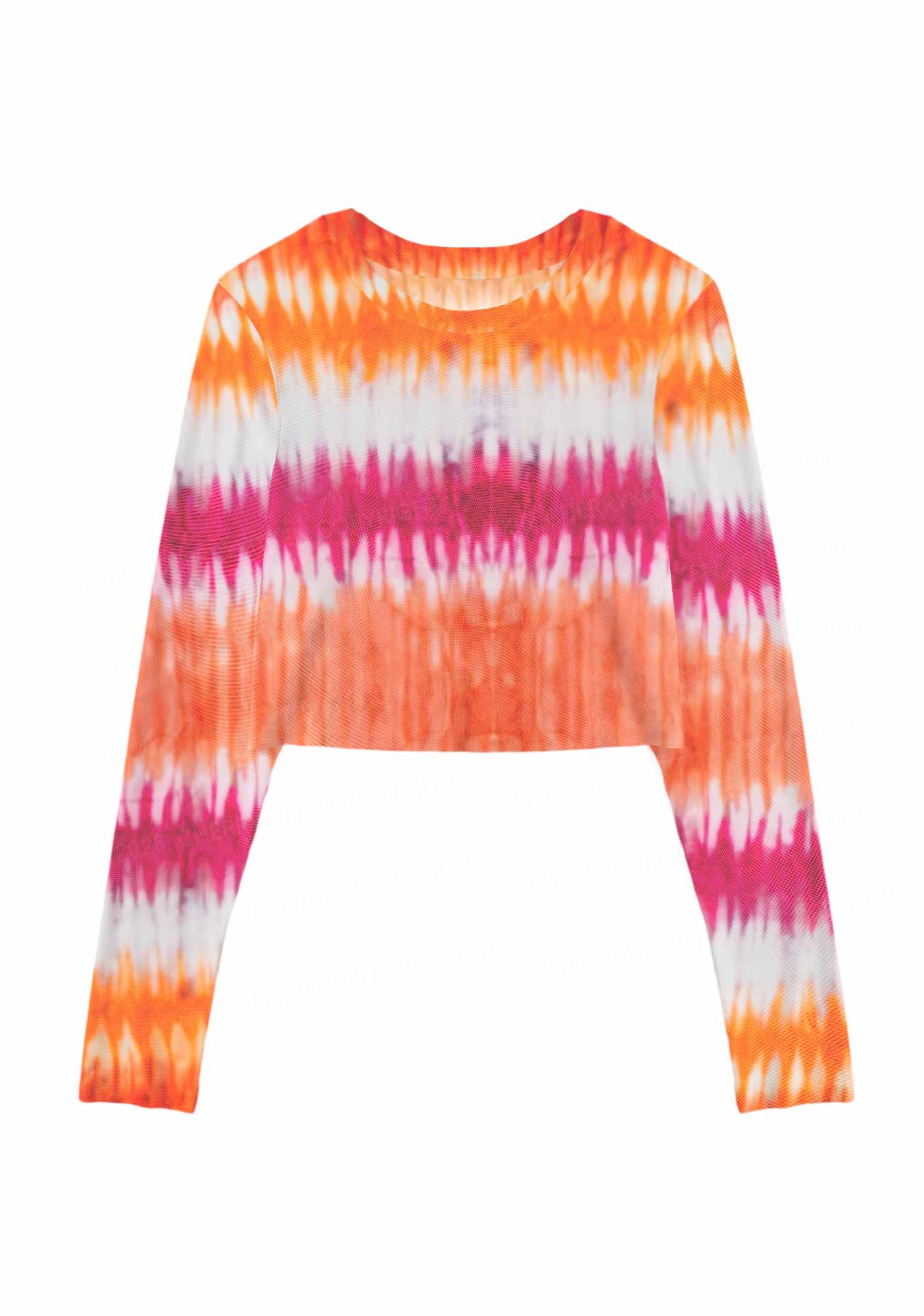 Lesbian Tie Dye Pride Y2K Mesh Long Sleeve Crop Top Cherrykitten