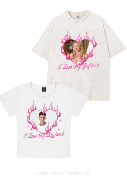 Custom I Love My GF BF Y2K Valentine's Day Couple Shirt Cherrykitten