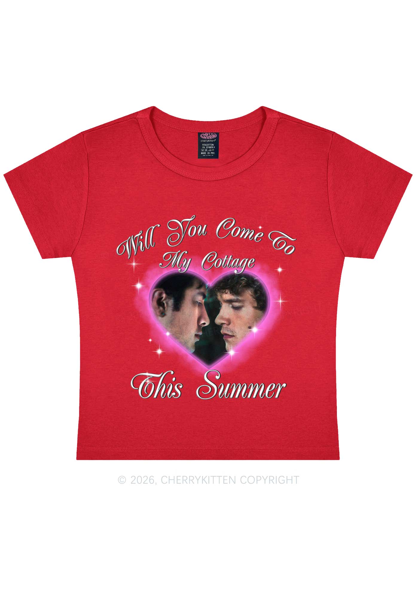 Come To My Cottage This Summer HR Y2K Baby Tee Cherrykitten