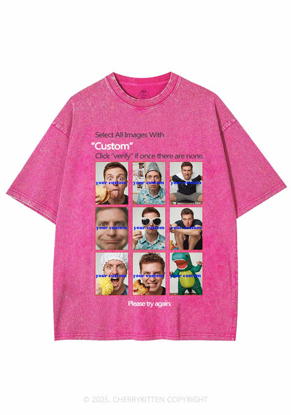 Custom Photo Verification Code Y2K Shirts Washed Tee Cherrykitten