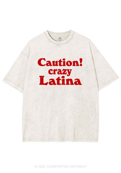 Caution Crazy Latina Y2K Shirts Washed Tee Cherrykitten