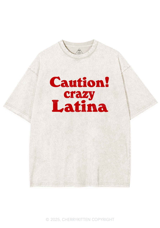 Caution Crazy Latina Y2K Shirts Washed Tee Cherrykitten