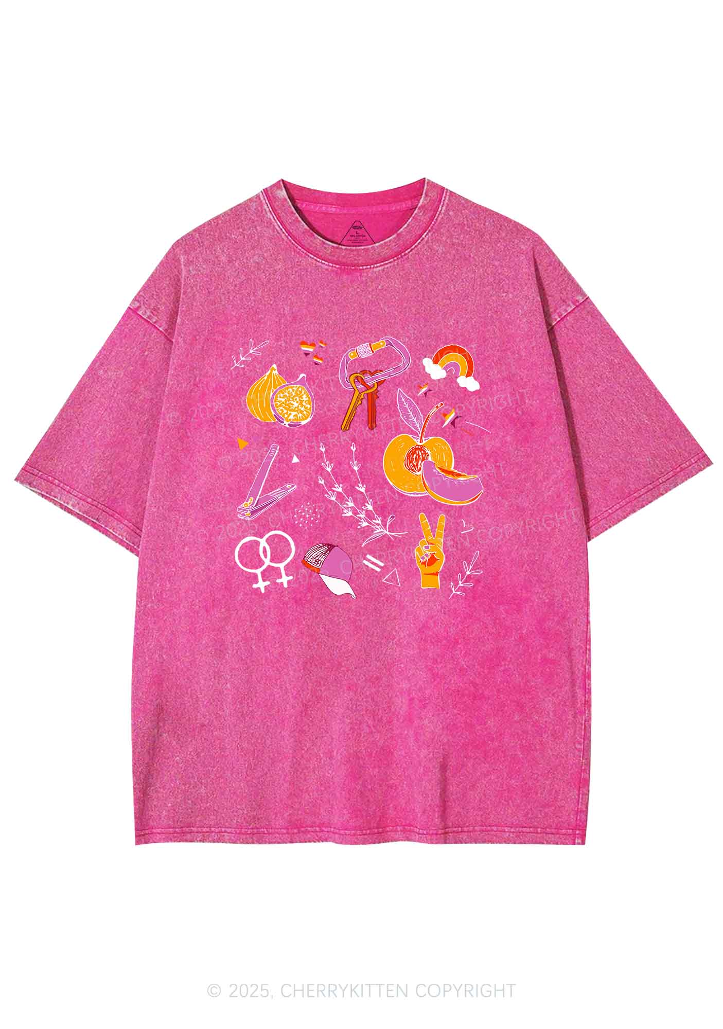 Lesbian Symbols Y2K Shirts Washed Tee Cherrykitten