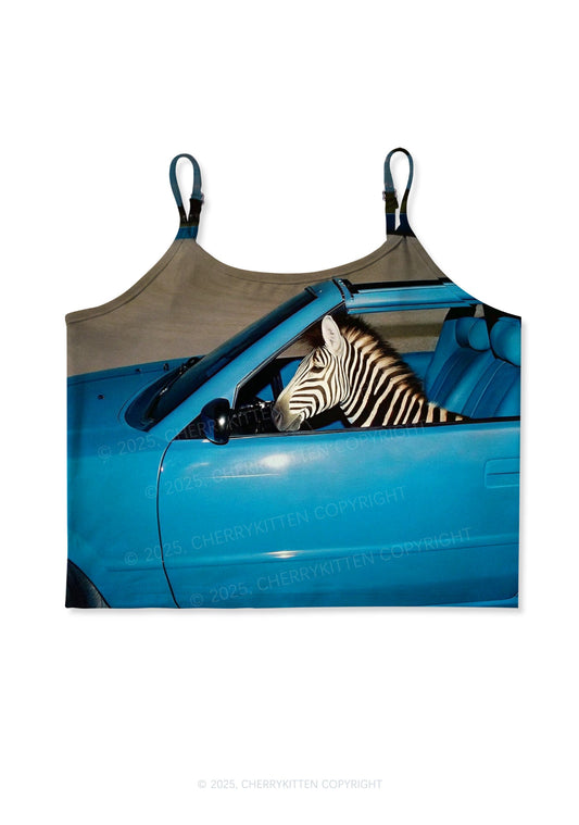 Zebra Driver Y2K Print Cami Crop Top Cherrykitten