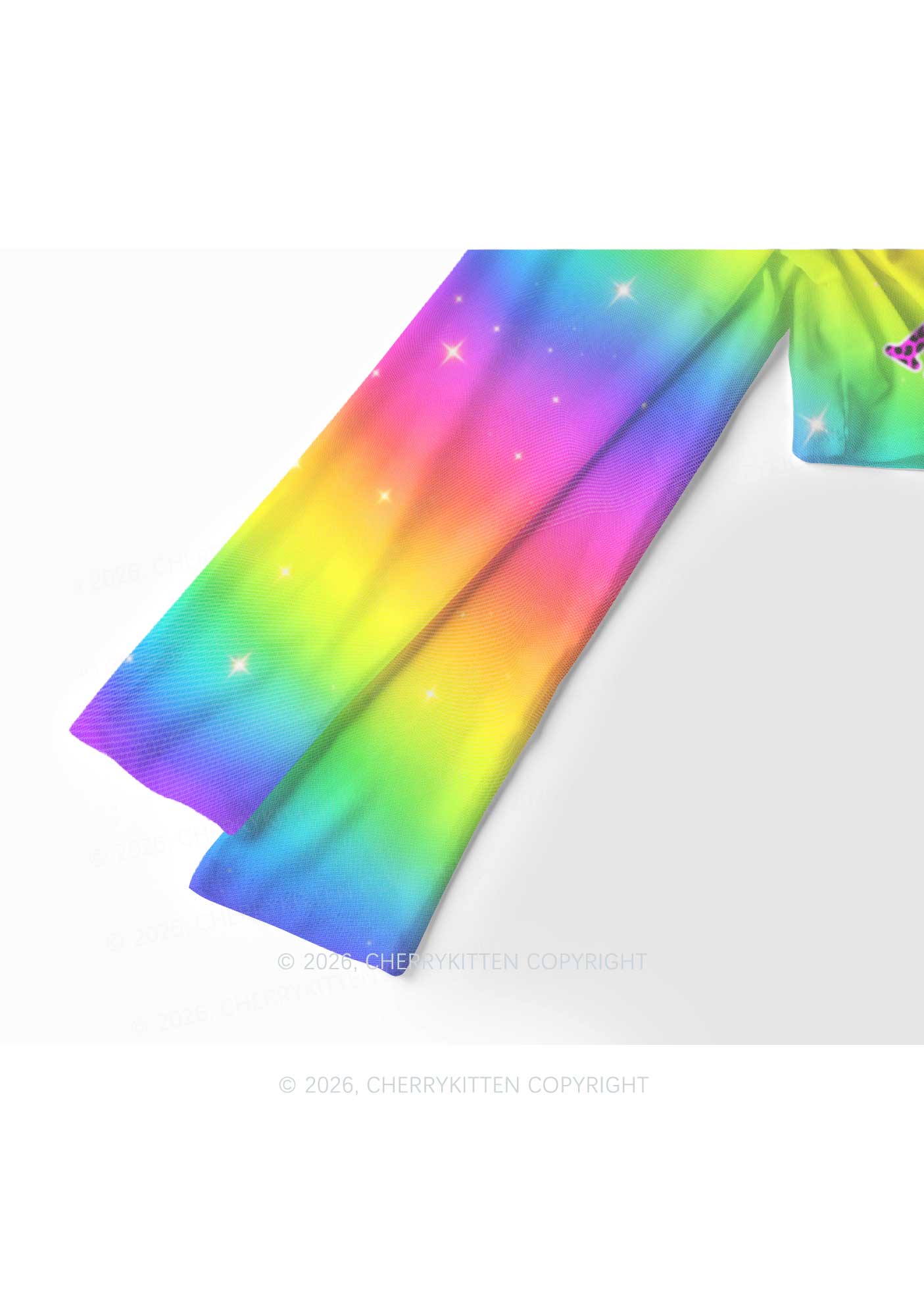 Rainbow Faggot Pride Y2K Mesh Long Sleeve Crop Top Cherrykitten