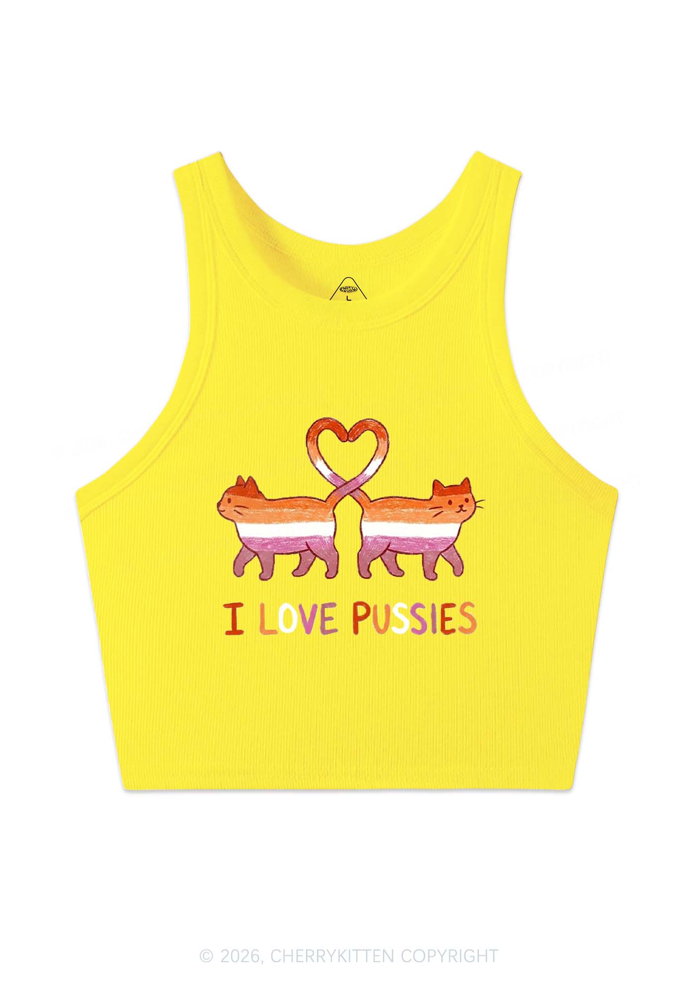 I Love Puxxies Pride Y2K Crop Tank Top Cherrykitten