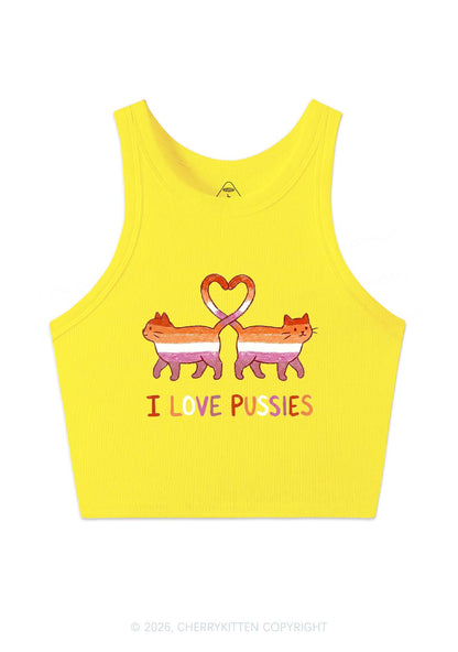 I Love Puxxies Pride Y2K Crop Tank Top Cherrykitten