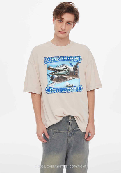 Bombandino Crocodilo Italian Brainrot Shirt Y2K Shirts Washed Tee Cherrykitten