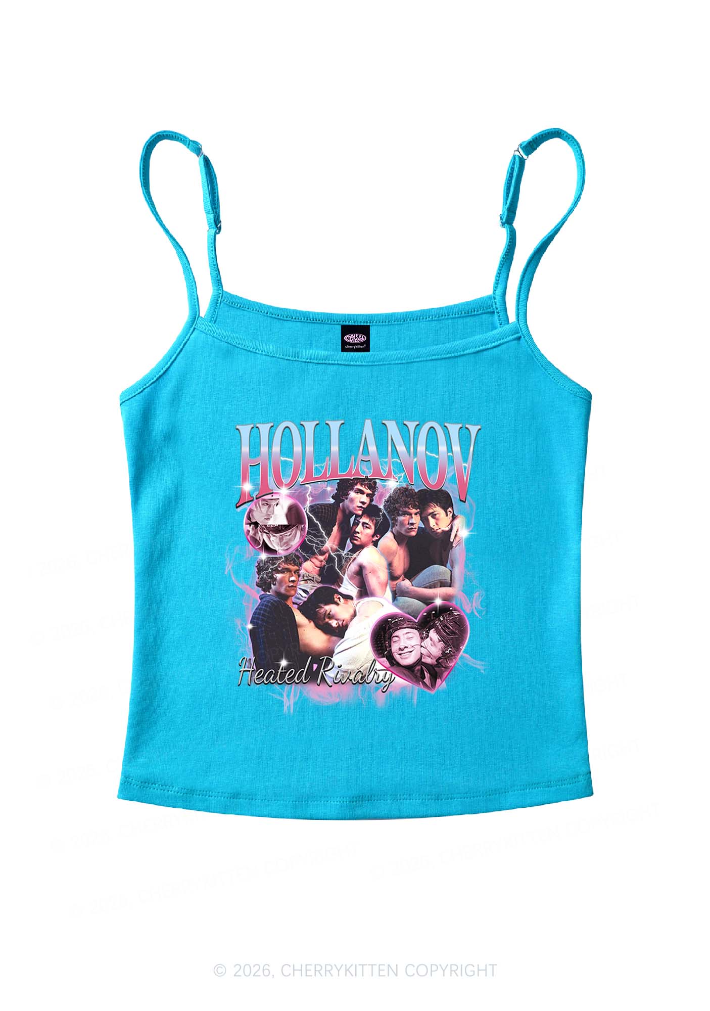 Retro Pink Blue HR Y2K Spaghetti Strap Cami Cherrykitten