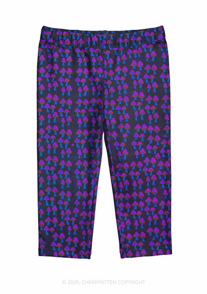 Blue Mushroom Y2K Print Capri Pants Cherrykitten