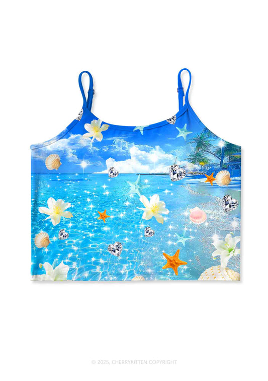 Sea Treasures Y2K Print Cami Crop Top Cherrykitten