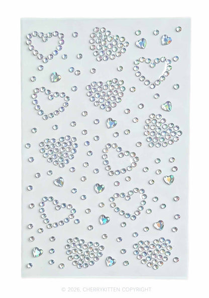1pc Heart Rhinestone Y2K Face Sticker Cherrykitten
