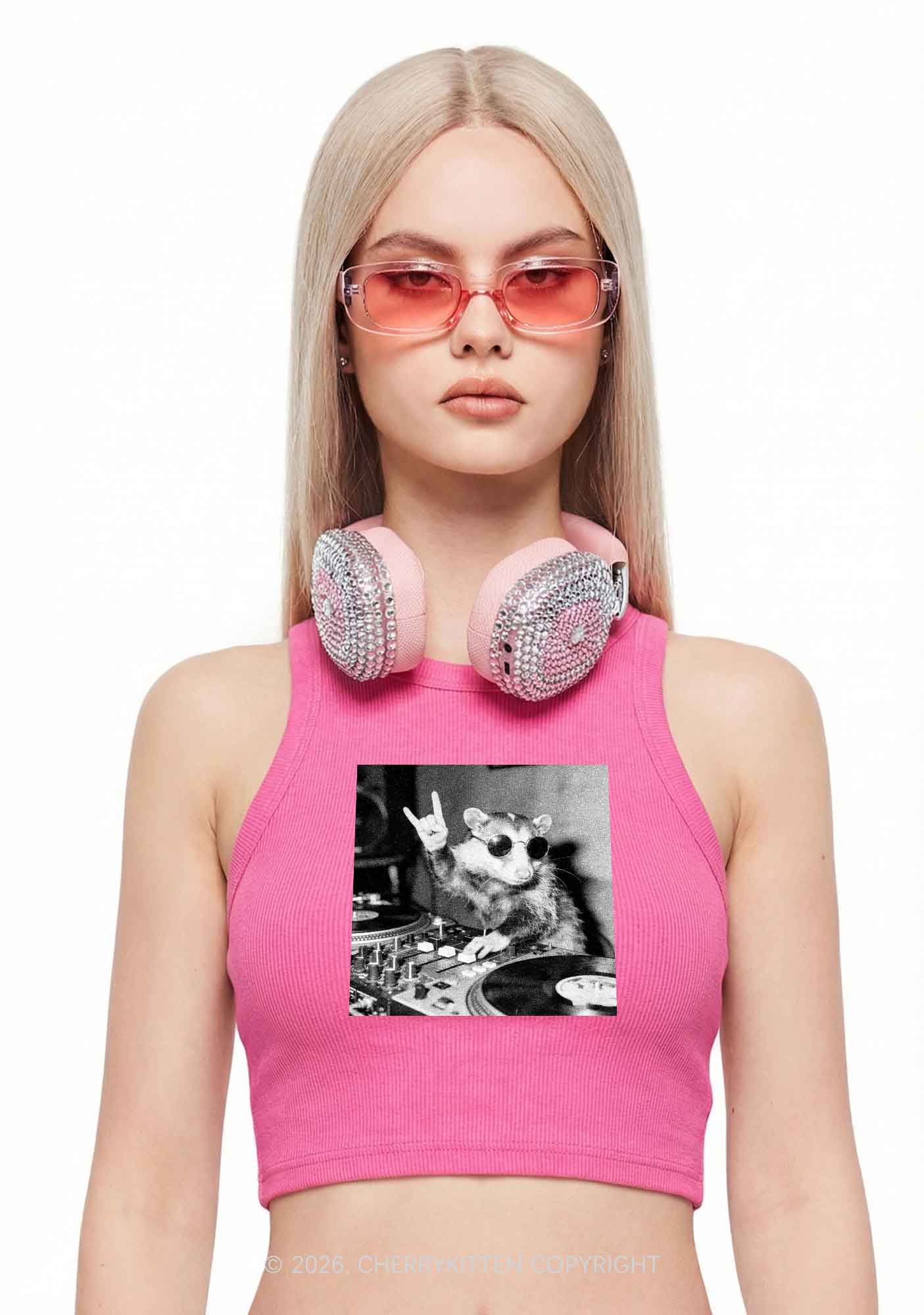 DJ Possum Y2K Crop Tank Top Cherrykitten