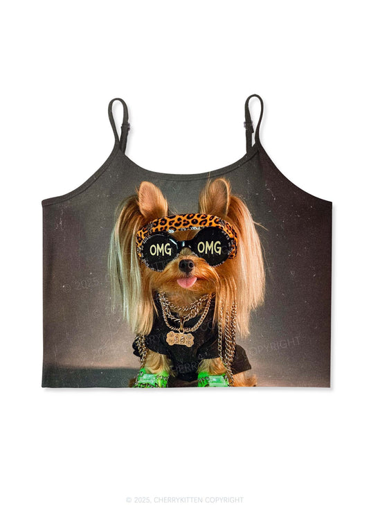 OMG Doggy Y2K Print Cami Crop Top Cherrykitten