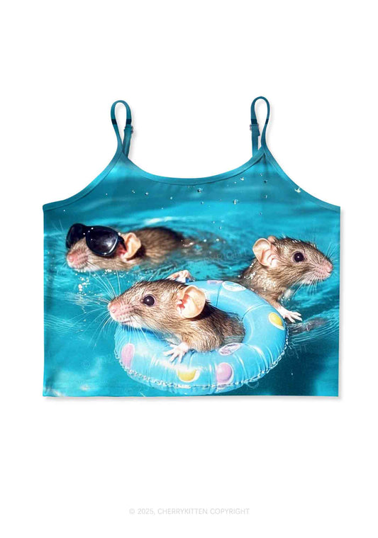 Pool Rats Y2K Print Cami Crop Top Cherrykitten