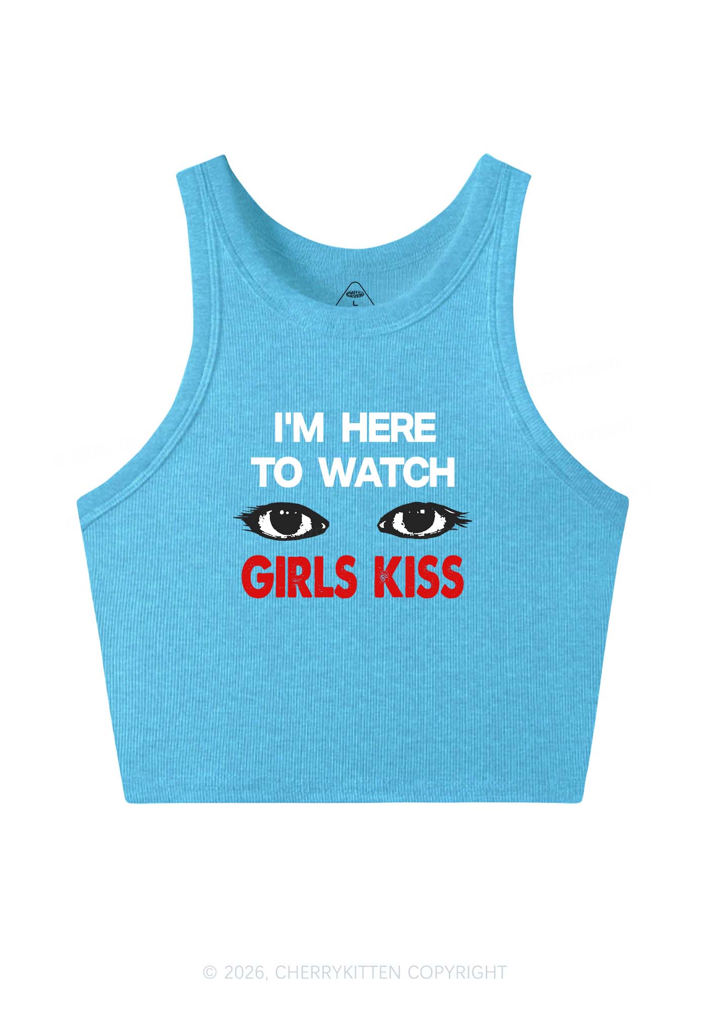 Im Here To Watch Girls Kiss Pride Y2K Crop Tank Top Cherrykitten