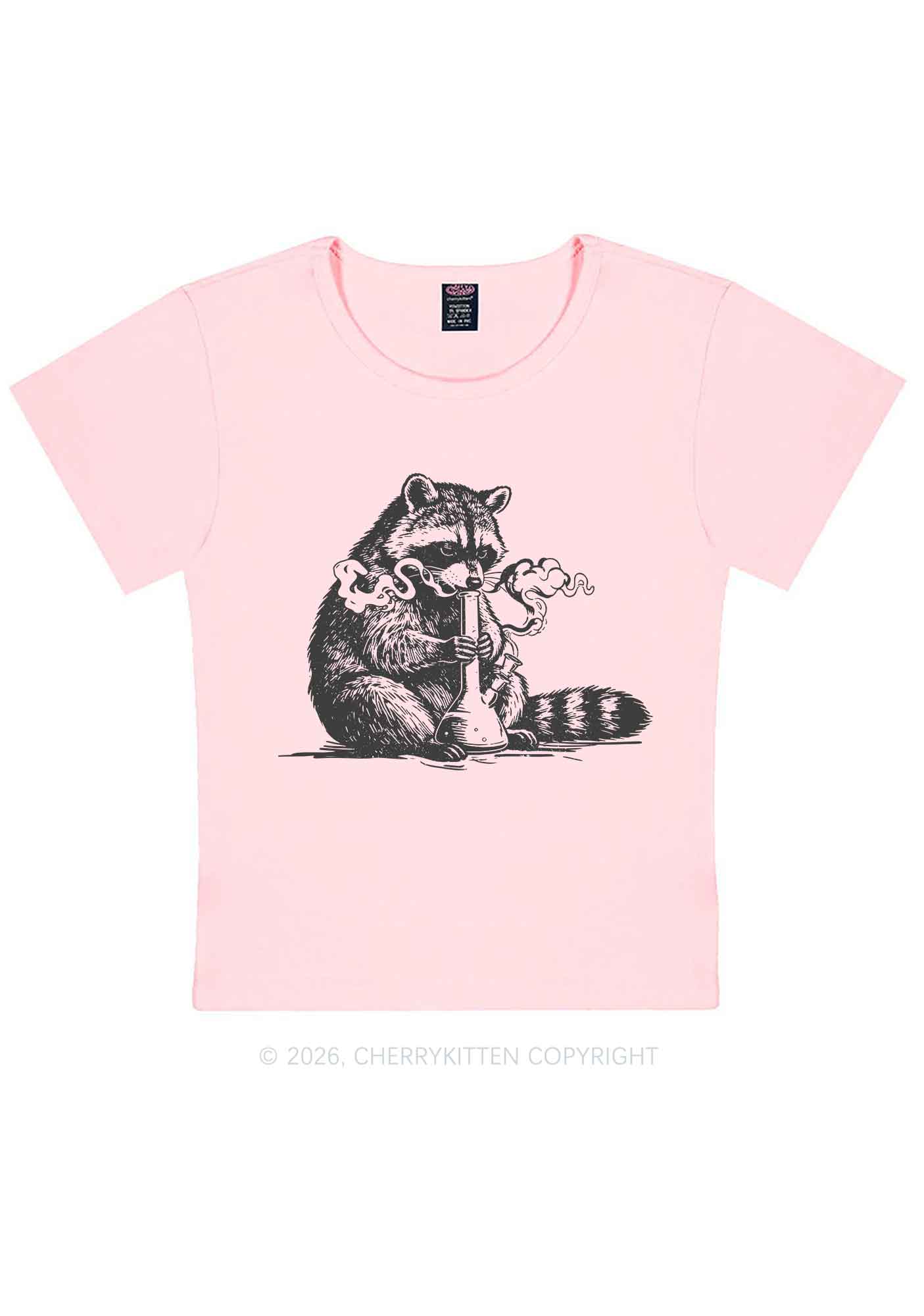 Stoned Raccoon Y2K Baby Tee Cherrykitten