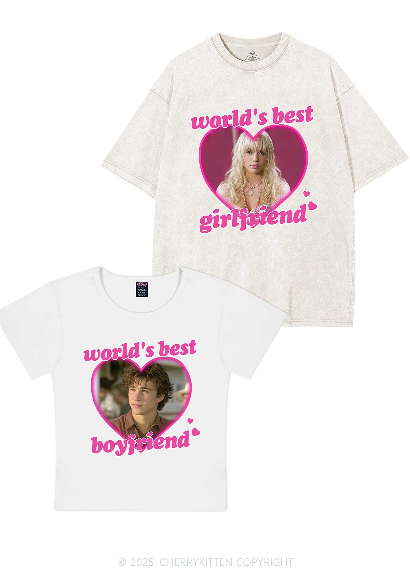 Custom Worlds Best BF GF Y2K Valentine's Day Couple Shirt Cherrykitten