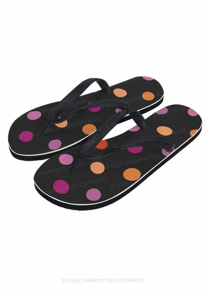 Lesbian Dots Pride Y2K Print Flip Flops Cherrykitten